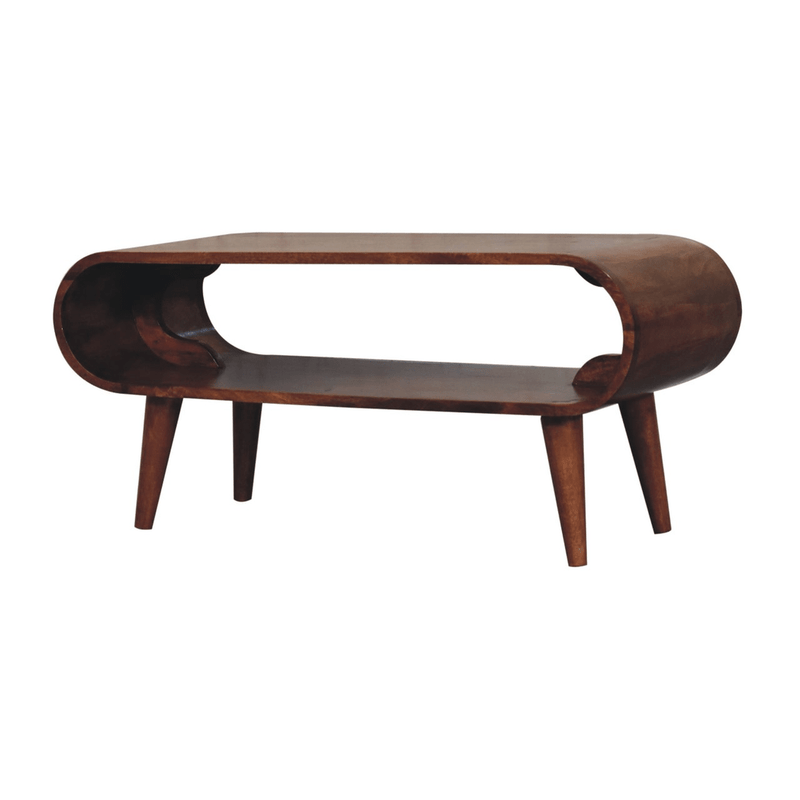 Artisan Furniture Solid Wood Amaya Nordic Style Honey Caramel Coffee Table, 1 Open Slot, Brown - InStock