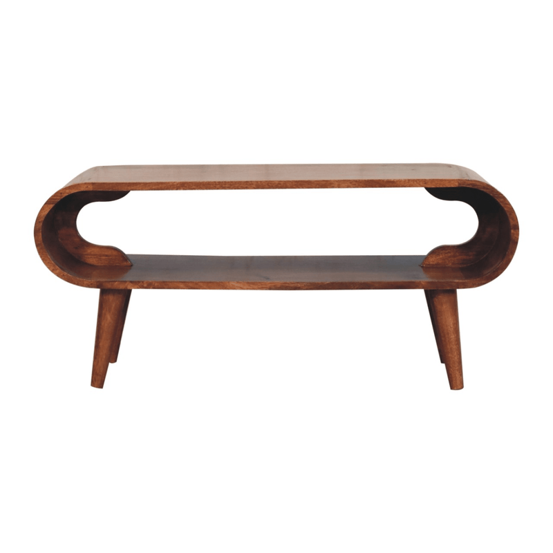 Artisan Furniture Solid Wood Amaya Nordic Style Honey Caramel Coffee Table, 1 Open Slot, Brown - InStock