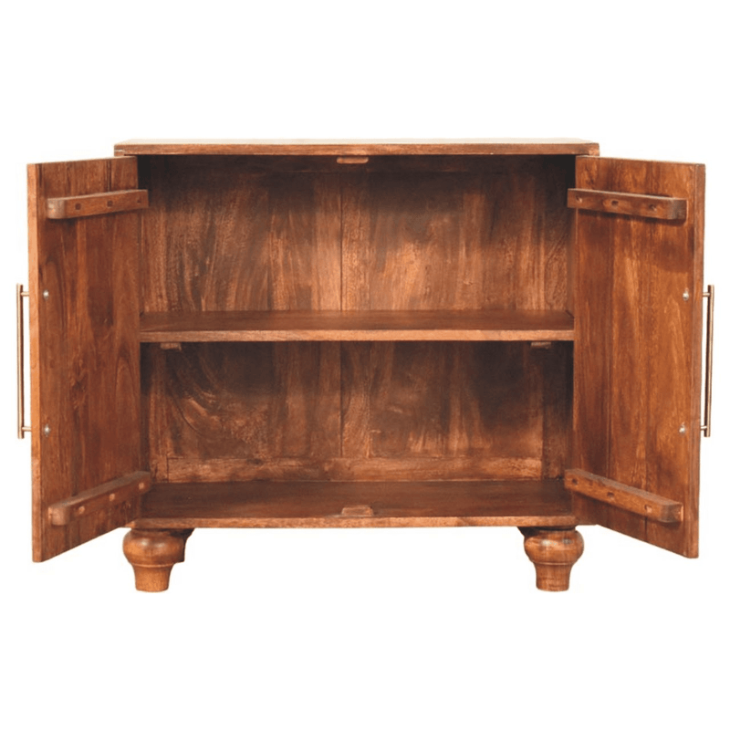 Artisan Furniture Solid Wood Arco Groove Sideboard, 2 Doors, 2 Shelves, Brown - InStock
