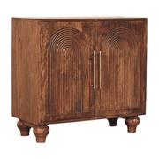 Artisan Furniture Solid Wood Arco Groove Sideboard, 2 Doors, 2 Shelves, Brown - InStock