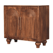 Artisan Furniture Solid Wood Arco Groove Sideboard, 2 Doors, 2 Shelves, Brown - InStock