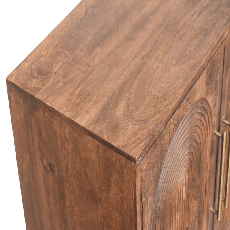 Artisan Furniture Solid Wood Arco Groove Sideboard, 2 Doors, 2 Shelves, Brown - InStock