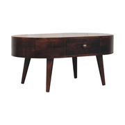 Artisan Furniture Solid Wood California Walnut Rounded Coffee Table, 2 Drawers, Dark Brown - InStock