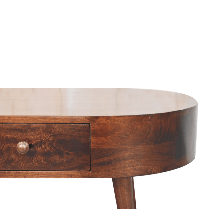 Artisan Furniture Solid Wood California Walnut Rounded Coffee Table, 2 Drawers, Dark Brown - InStock
