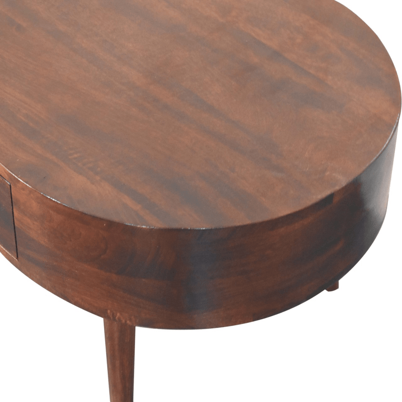 Artisan Furniture Solid Wood California Walnut Rounded Coffee Table, 2 Drawers, Dark Brown - InStock