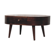 Artisan Furniture Solid Wood California Walnut Rounded Coffee Table, 2 Drawers, Dark Brown - InStock