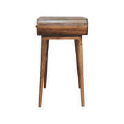 Artisan Furniture Solid Wood Curved Oak-ish Writing Desk, 1 Drawer & 1 Shelf, Beige - InStock