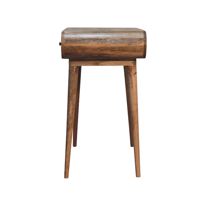 Artisan Furniture Solid Wood Curved Oak-ish Writing Desk, 1 Drawer & 1 Shelf, Beige - InStock