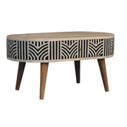 Artisan Furniture Solid Wood Edessa Bone Inlay Coffee Table, 2 Drawers, Brown - InStock