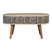 Artisan Furniture Solid Wood Edessa Bone Inlay Coffee Table, 2 Drawers, Brown - InStock