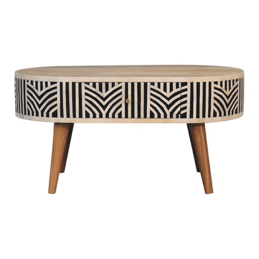 Artisan Furniture Solid Wood Edessa Bone Inlay Coffee Table, 2 Drawers, Brown - InStock