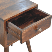 Artisan Furniture Solid Wood Mini 2 Drawer California Walnut Bedside, Dark Brown - InStock