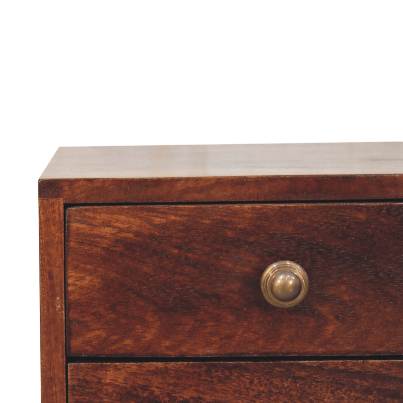 Artisan Furniture Solid Wood Mini 2 Drawer California Walnut Bedside, Dark Brown - InStock