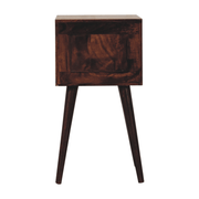 Artisan Furniture Solid Wood Mini 2 Drawer California Walnut Bedside, Dark Brown - InStock