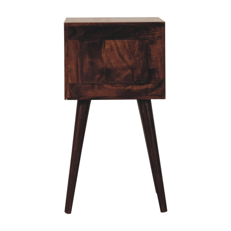 Artisan Furniture Solid Wood Mini 2 Drawer California Walnut Bedside, Dark Brown - InStock