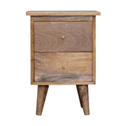 Artisan Furniture Solid Wood Oak-ish Bedside, Brown, 2 Drawers - InStock