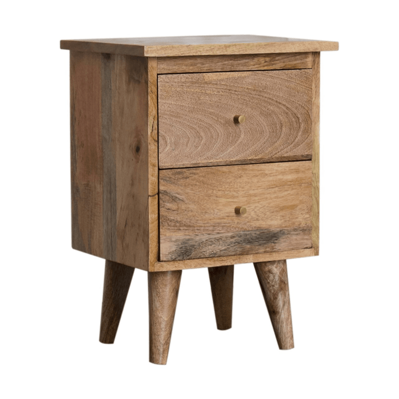 Artisan Furniture Solid Wood Oak-ish Bedside, Brown, 2 Drawers - InStock
