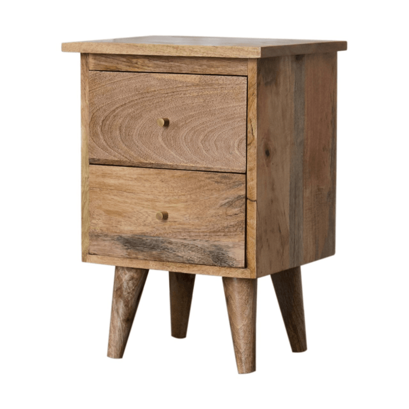 Artisan Furniture Solid Wood Oak-ish Bedside, Brown, 2 Drawers - InStock
