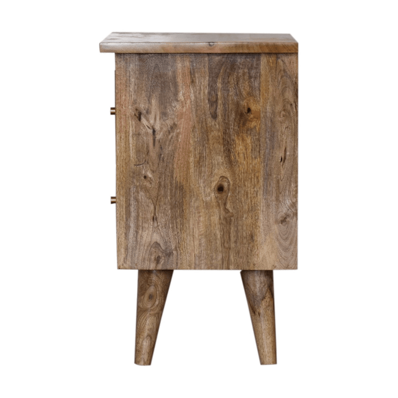 Artisan Furniture Solid Wood Oak-ish Bedside, Brown, 2 Drawers - InStock
