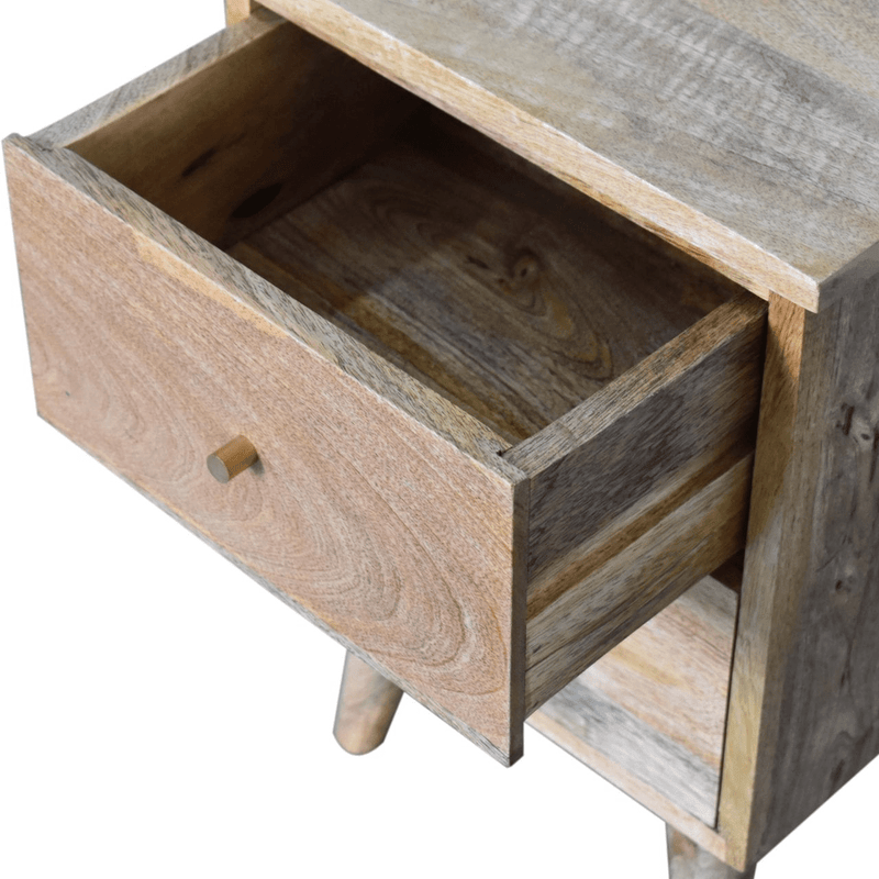 Artisan Furniture Solid Wood Oak-ish Bedside, Brown, 2 Drawers - InStock