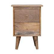 Artisan Furniture Solid Wood Oak-ish Bedside, Brown, 2 Drawers - InStock
