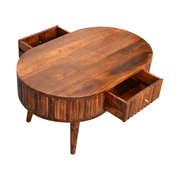 Artisan Furniture Solid Wood Stripe Chestnut Coffee Table, 2 Drawers, Dark Brown - InStock