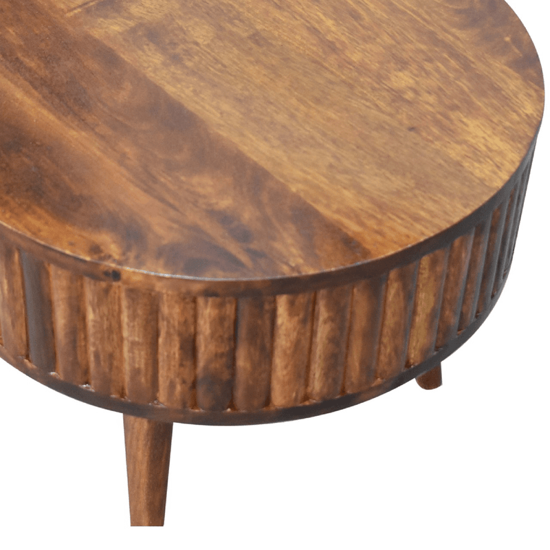 Artisan Furniture Solid Wood Stripe Chestnut Coffee Table, 2 Drawers, Dark Brown - InStock