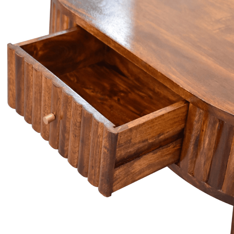 Artisan Furniture Solid Wood Stripe Chestnut Coffee Table, 2 Drawers, Dark Brown - InStock