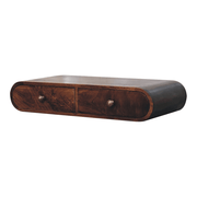 Artisan Furniture Solid Wood Wall Mounted California Walnut Console Table, 2 Drawers, Brown - InStock