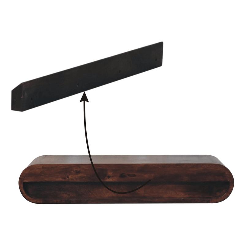 Artisan Furniture Solid Wood Wall Mounted California Walnut Console Table, 2 Drawers, Brown - InStock