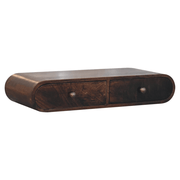Artisan Furniture Solid Wood Wall Mounted California Walnut Console Table, 2 Drawers, Brown - InStock
