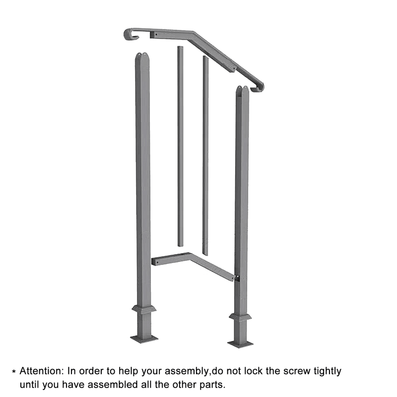 Artisasset Matte Black Outdoor 1st Tier Iron Handrail - InStock