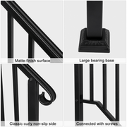 Artisasset Matte Black Outdoor 1st Tier Iron Handrail - InStock