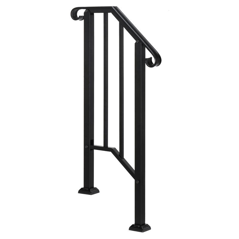 Artisasset Matte Black Outdoor 1st Tier Iron Handrail - InStock