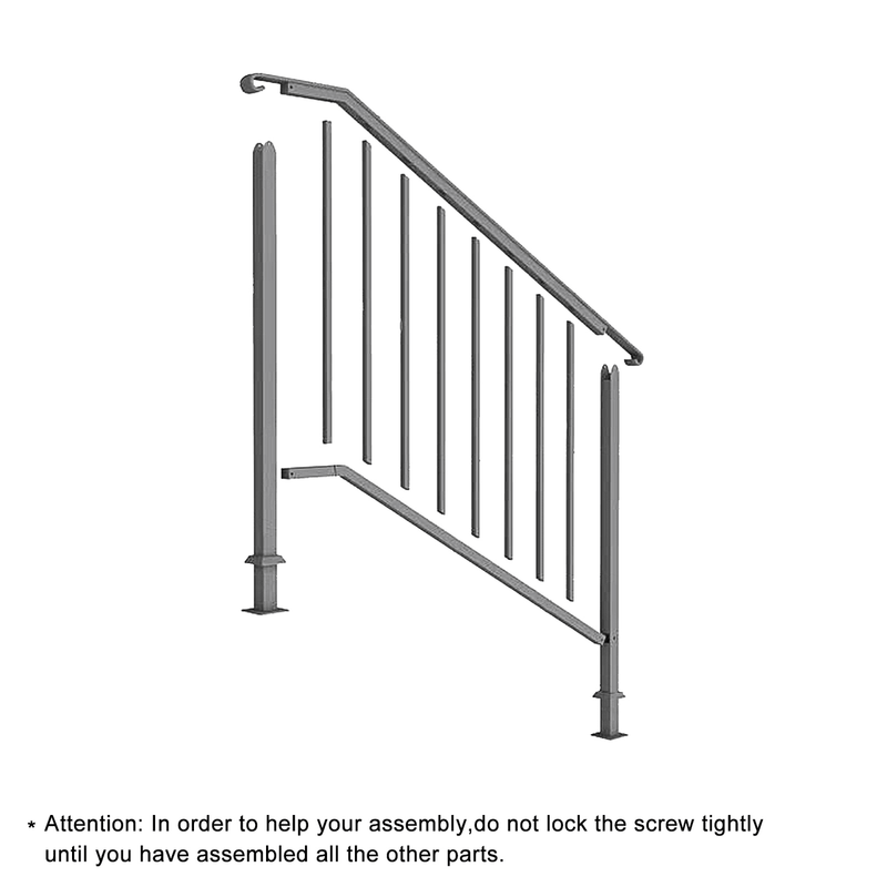 Artisasset Matte Black Outdoor 3 Level Iron Handrail - InStock