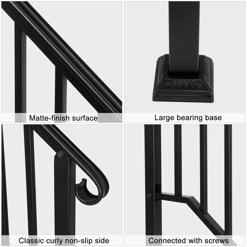 Artisasset Matte Black Outdoor 3 Level Iron Handrail - InStock