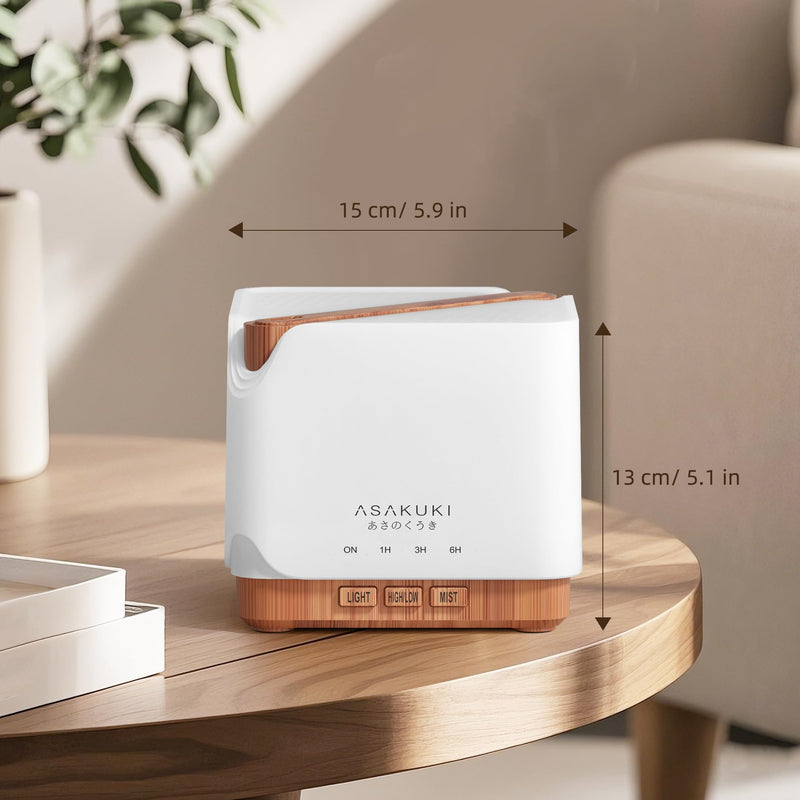 ASAKUKI Essential Oil Diffuser 700ml – Ultrasonic Humidifier with Top 6 Oils, 7 LED Colors, Timer & Auto-Off | Large Room Diffuser