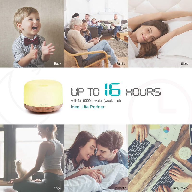 ASAKUKI Smart Wi-Fi Essential Oil Diffuser – 500ml, Alexa & App Control, Gold