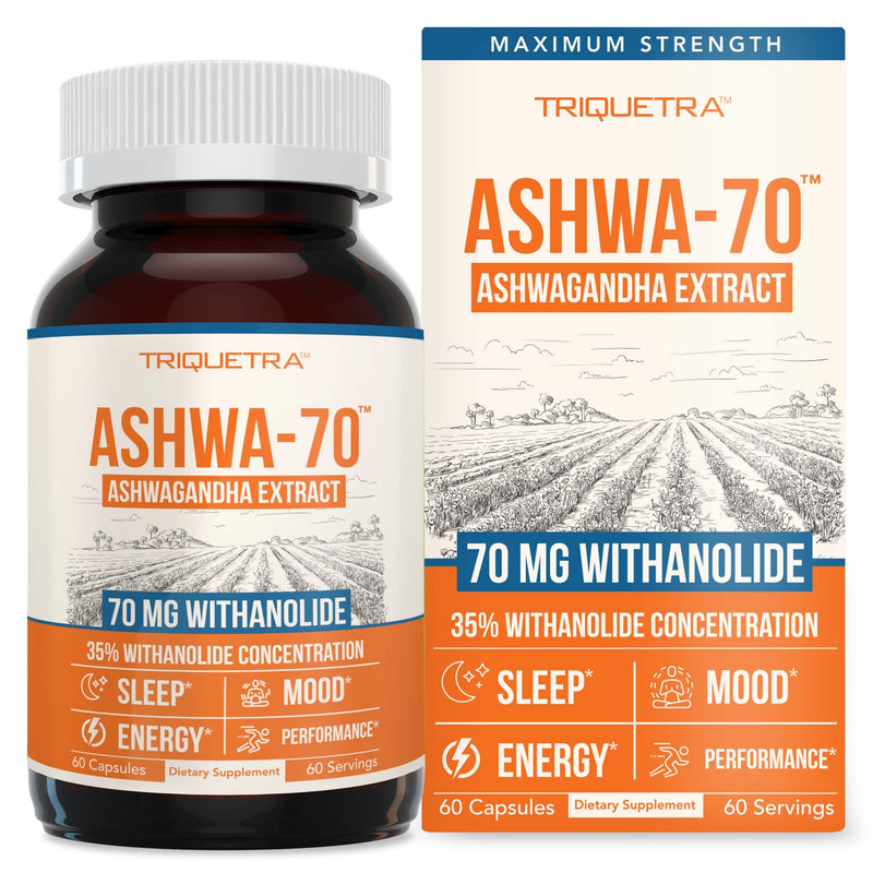 Ashwa-70 Ashwagandha Extract 35% Withanolides – Max Strength with BioPerine (60 Capsules)