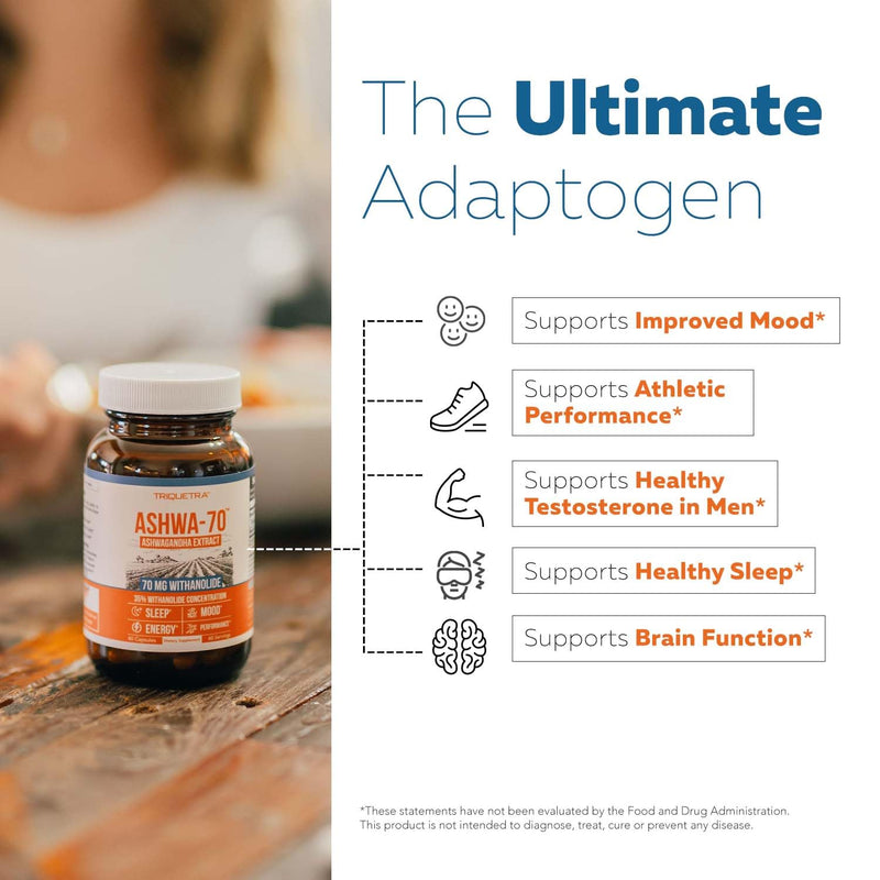 Ashwa-70 Ashwagandha Extract 35% Withanolides – Max Strength with BioPerine (60 Capsules)