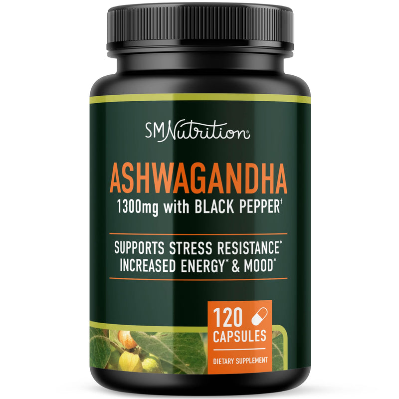 Ashwagandha 1300mg | Stress Resistance & Energy Boost | 120ct Non-GMO