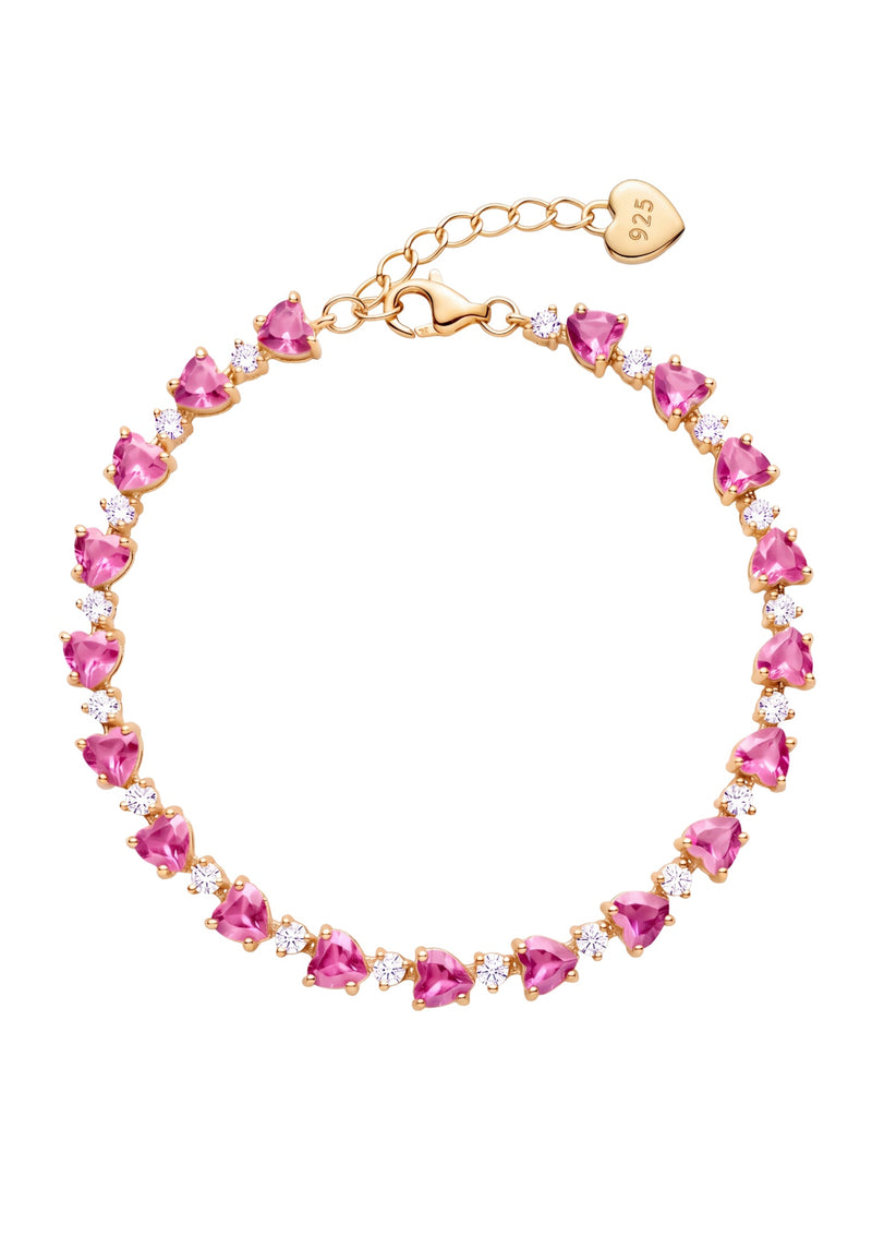 Asscher Cut Heart Tennis Bracelet Ruby Gold