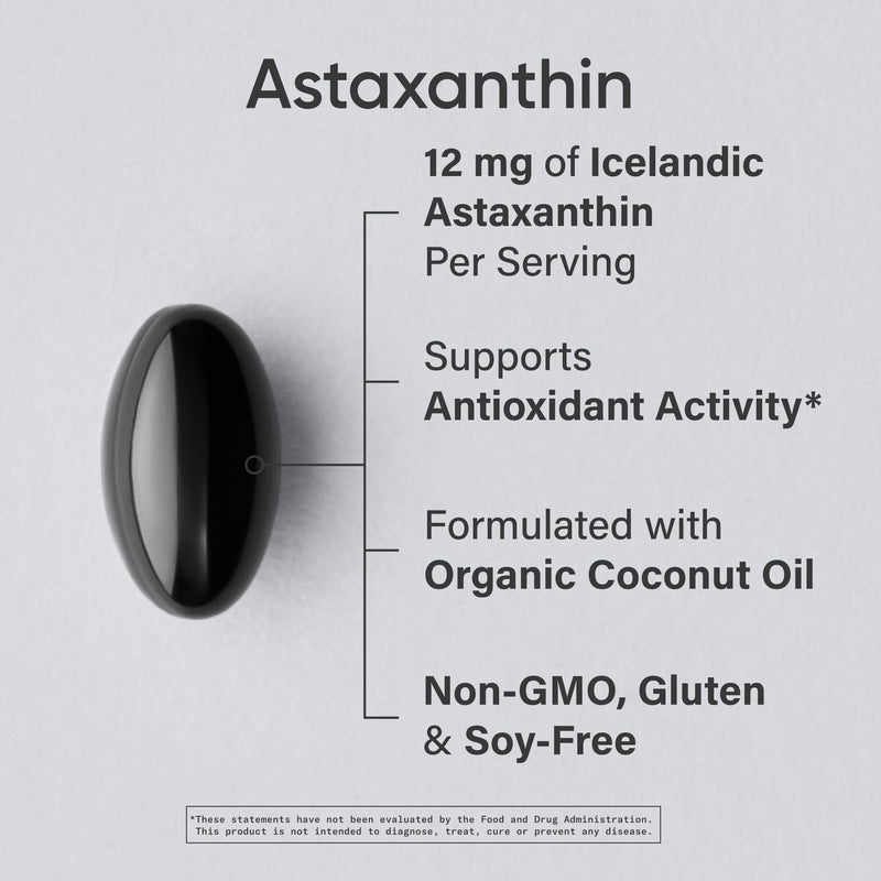 Sports Research Triple Strength Astaxanthin 12mg with Organic Coconut Oil - 60 Softgels