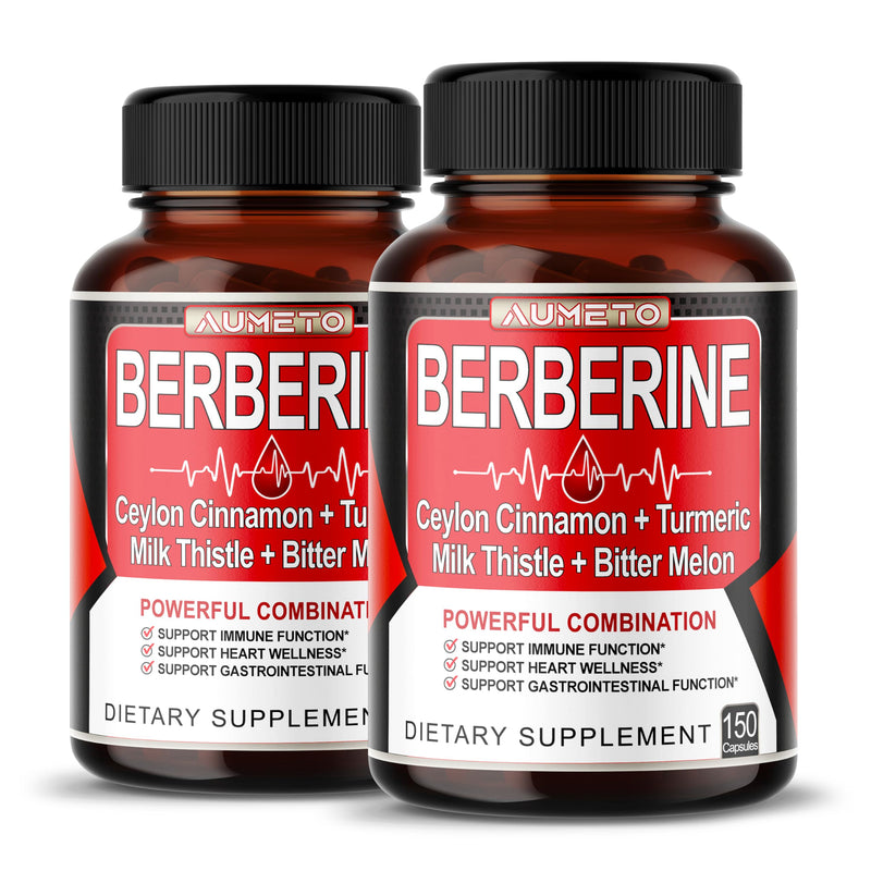 8 in 1 Berberine Supplement - Aumeto | Supports Digestion & Immunity (150-Day Supply)