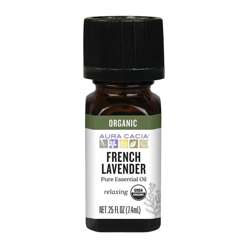 Aura Cacia Lavender French Organic Pure Essential Oil – 0.25 oz