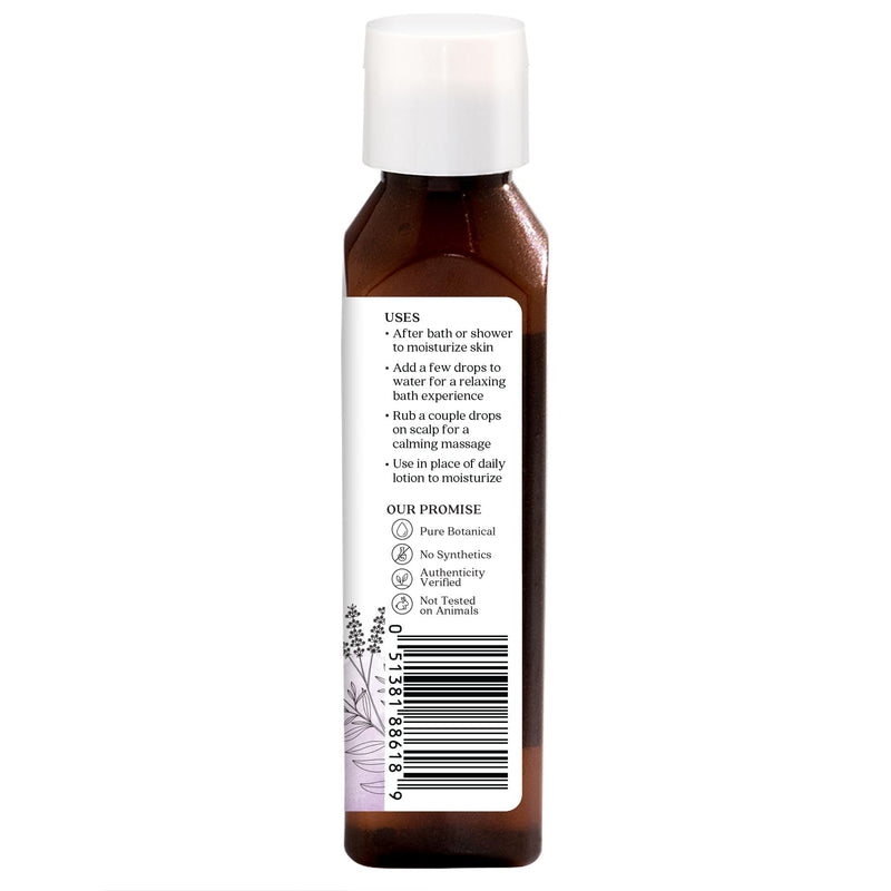 Aura Cacia Body Oil – Relaxing Lavender (4 oz) | Soothing Massage & Bath Oil