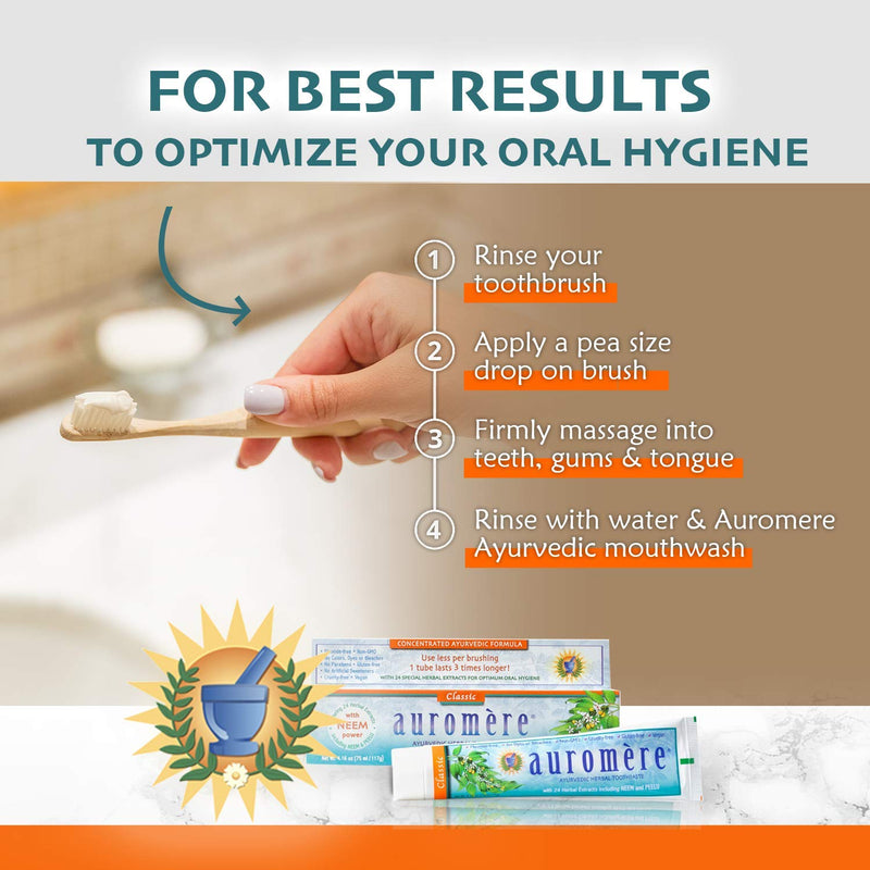 Auromere Ayurvedic Toothpaste – Licorice, Vegan, Fluoride Free, Neem & Peelu (4.16 oz) 4 Pack