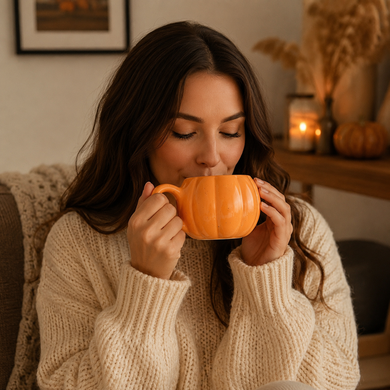 Pumpkin Shaped Mug and Socks Set