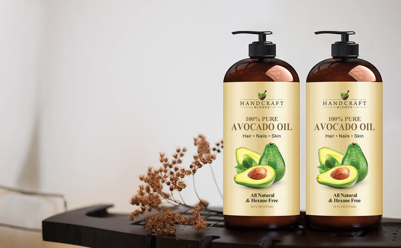 Handcraft Blends Avocado Oil - Cold-Pressed 16 Fl Oz - 100% Pure and Natural - Premium Grade Carrier Oil for Skin and Hair - Hair and Body - Massage - Hexane-Free