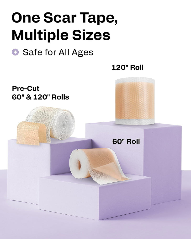 AWD Silicone Scar Tape Roll 60in – Medical-Grade Scar Tape for Surgical Scars, C-Section, Tummy Tuck, Reusable Scar Sheets